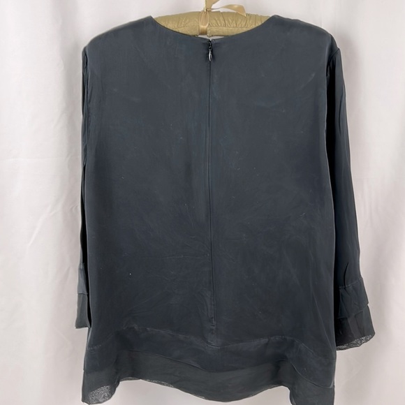 Brooks Brothers Charmeuse & Chiffon silk blouse 3/4 sleeves in Black size 12 - Picture 6 of 9